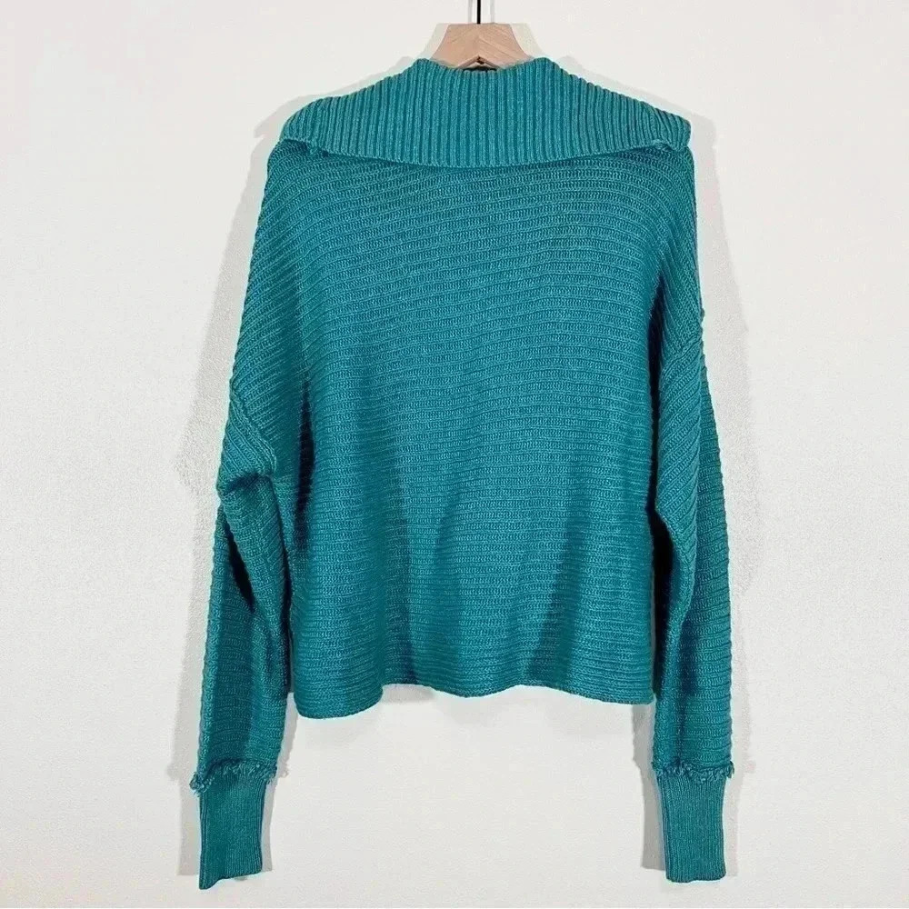 Free People Teal Oversized Sweater - Picture 3 of 7